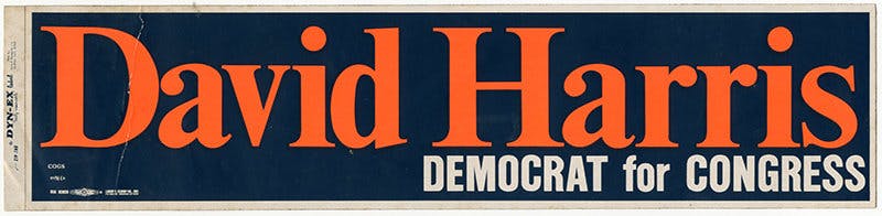 David Harris for Congress bumper sticker