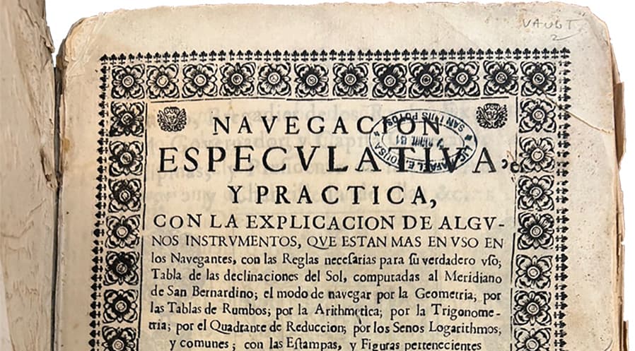 Cropped image of a title page for an early 1700s text written in Spanish.