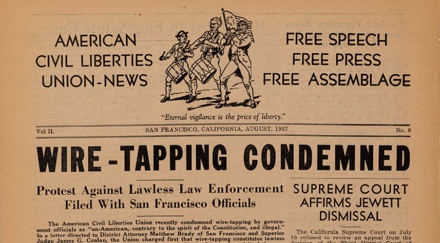ACLU newspaper cover from 1937.
