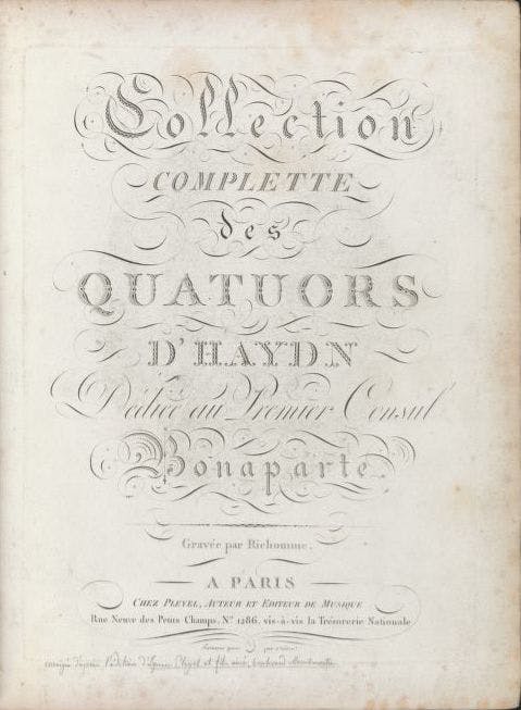 Haydn string quartets, first edition, violin part