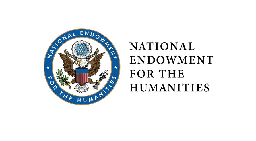 Circular National Endowment for the Humanities logo in red, white, and blue, with a bald eagle. 