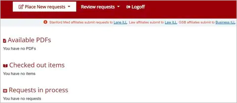 Screenshot of interlibrary request form