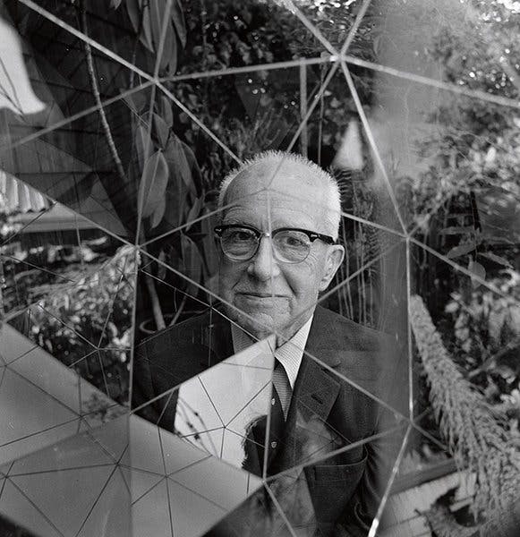 Portrait of R. Buckminster Fuller Photographed by Laurence Cuneo, 1976.