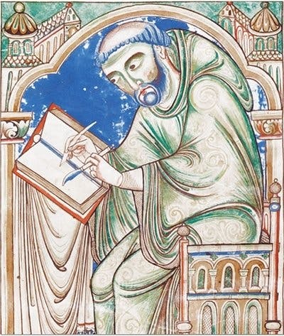 A scribe, Eadwine, from the Eadwine or Canterbury Psalter, Cambridge, Trinity College